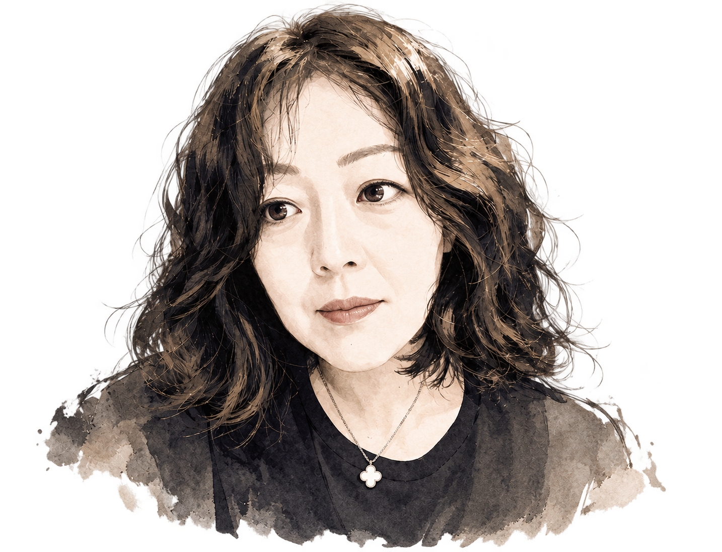 名刺デザインに描かれた女性のポートレート